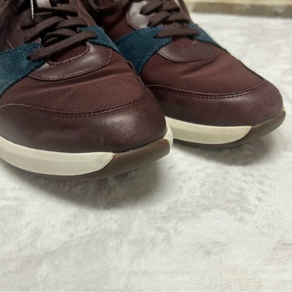 Clarks Unstructured Un Rio Run Sneakers Lace Up Shoe Burgundy Red Navy Blue 10.5 - Picture 4 of 8